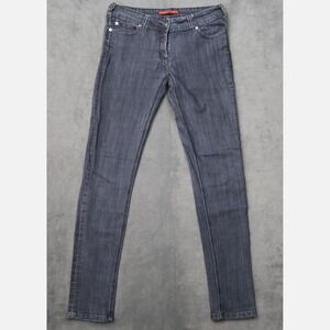 V Womens Skinny Jeans Dark Blue Stretch Denim Mid Rise Size 7 Style 16-008